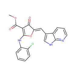 COC(=O)C1=C(Nc2ccccc2Cl)O/C(=C\c2c[nH]c3ncccc23)C1=O ZINC001772587876