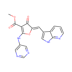 COC(=O)C1=C(Nc2cncnc2)O/C(=C\c2c[nH]c3ncccc23)C1=O ZINC001772631981