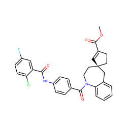 COC(=O)C1=C[C@]2(CC1)CCN(C(=O)c1ccc(NC(=O)c3cc(F)ccc3Cl)cc1)c1ccccc1C2 ZINC000028962468