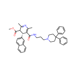 COC(=O)C1C(C)=NC(C)=C(C(=O)NCCCN2CCC(c3ccccc3)(c3ccccc3)CC2)[C@@H]1c1ccc2ccccc2c1 ZINC000026640660