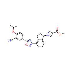 COC(=O)C1CN([C@@H]2CCc3c(-c4noc(-c5ccc(OC(C)C)c(C#N)c5)n4)cccc32)C1 ZINC000117417960