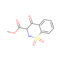 COC(=O)C1NS(=O)(=O)c2ccccc2C1=O ZINC000100046631