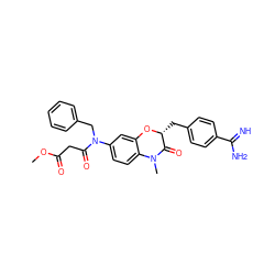 COC(=O)CC(=O)N(Cc1ccccc1)c1ccc2c(c1)O[C@H](Cc1ccc(C(=N)N)cc1)C(=O)N2C ZINC000040891917