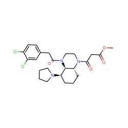 COC(=O)CC(=O)N1CCN(C(=O)Cc2ccc(Cl)c(Cl)c2)[C@@H]2[C@H](N3CCCC3)CCC[C@H]21 ZINC000145429480