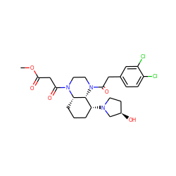 COC(=O)CC(=O)N1CCN(C(=O)Cc2ccc(Cl)c(Cl)c2)[C@H]2[C@@H]1CCC[C@H]2N1CC[C@@H](O)C1 ZINC000299832817