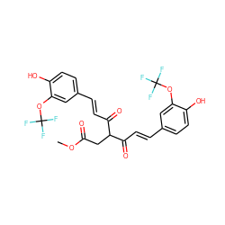 COC(=O)CC(C(=O)/C=C/c1ccc(O)c(OC(F)(F)F)c1)C(=O)/C=C/c1ccc(O)c(OC(F)(F)F)c1 ZINC000261074647