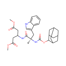 COC(=O)CC(CC(=O)OC)NC(=O)[C@@](C)(Cc1c[nH]c2ccccc12)NC(=O)OC1C2CC3CC(C2)CC1C3 ZINC000027520179