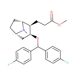 COC(=O)CC[C@H]1[C@@H](OC(c2ccc(F)cc2)c2ccc(F)cc2)C[C@@H]2CC[C@H]1N2C ZINC000034891961