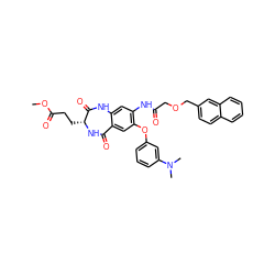 COC(=O)CC[C@H]1NC(=O)c2cc(Oc3cccc(N(C)C)c3)c(NC(=O)COCc3ccc4ccccc4c3)cc2NC1=O ZINC001772625561