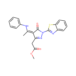 COC(=O)CC1=NN(c2nc3ccccc3s2)C(=O)/C1=C(/C)Nc1ccccc1 ZINC000102654003