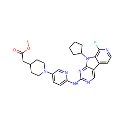 COC(=O)CC1CCN(c2ccc(Nc3ncc4c5ccnc(F)c5n(C5CCCC5)c4n3)nc2)CC1 ZINC000169706723