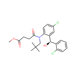 COC(=O)CCC(=O)N(CC(C)(C)C)c1ccc(Cl)cc1[C@H](O)c1ccccc1Cl ZINC000066077401