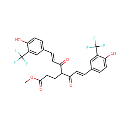 COC(=O)CCC(C(=O)/C=C/c1ccc(O)c(C(F)(F)F)c1)C(=O)/C=C/c1ccc(O)c(C(F)(F)F)c1 ZINC000261182379