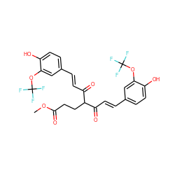 COC(=O)CCC(C(=O)/C=C/c1ccc(O)c(OC(F)(F)F)c1)C(=O)/C=C/c1ccc(O)c(OC(F)(F)F)c1 ZINC000147355817