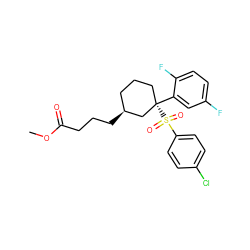 COC(=O)CCC[C@H]1CCC[C@](c2cc(F)ccc2F)(S(=O)(=O)c2ccc(Cl)cc2)C1 ZINC000036175695