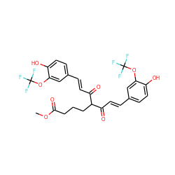 COC(=O)CCCC(C(=O)/C=C/c1ccc(O)c(OC(F)(F)F)c1)C(=O)/C=C/c1ccc(O)c(OC(F)(F)F)c1 ZINC000261105007