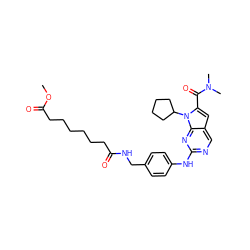 COC(=O)CCCCCCC(=O)NCc1ccc(Nc2ncc3cc(C(=O)N(C)C)n(C4CCCC4)c3n2)cc1 ZINC001772609631