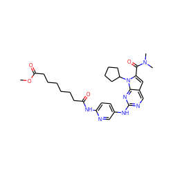 COC(=O)CCCCCCC(=O)Nc1ccc(Nc2ncc3cc(C(=O)N(C)C)n(C4CCCC4)c3n2)cn1 ZINC001772623903