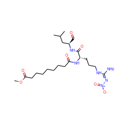 COC(=O)CCCCCCCC(=O)N[C@@H](CCCN/C(N)=N\[N+](=O)[O-])C(=O)N[C@H](C=O)CC(C)C ZINC000013741827