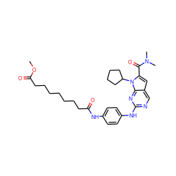 COC(=O)CCCCCCCC(=O)Nc1ccc(Nc2ncc3cc(C(=O)N(C)C)n(C4CCCC4)c3n2)cc1 ZINC001772576968