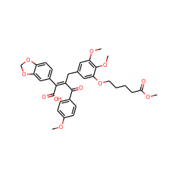 COC(=O)CCCCOc1cc(C/C(C(=O)c2ccc(OC)cc2)=C(/C(=O)O)c2ccc3c(c2)OCO3)cc(OC)c1OC ZINC000028107267