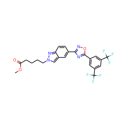 COC(=O)CCCCn1cc2cc(-c3noc(-c4cc(C(F)(F)F)cc(C(F)(F)F)c4)n3)ccc2n1 ZINC000073196475