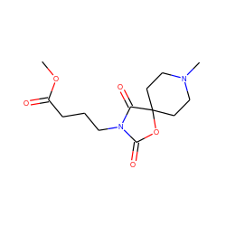 COC(=O)CCCN1C(=O)OC2(CCN(C)CC2)C1=O ZINC000000011061