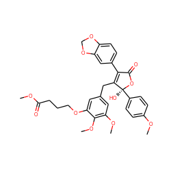 COC(=O)CCCOc1cc(CC2=C(c3ccc4c(c3)OCO4)C(=O)O[C@@]2(O)c2ccc(OC)cc2)cc(OC)c1OC ZINC000026272860