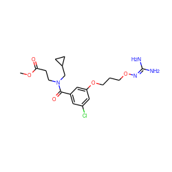 COC(=O)CCN(CC1CC1)C(=O)c1cc(Cl)cc(OCCCON=C(N)N)c1 ZINC000027202251