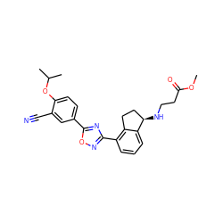 COC(=O)CCN[C@@H]1CCc2c(-c3noc(-c4ccc(OC(C)C)c(C#N)c4)n3)cccc21 ZINC000117392110