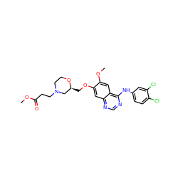 COC(=O)CCN1CCO[C@@H](COc2cc3ncnc(Nc4ccc(Cl)c(Cl)c4)c3cc2OC)C1 ZINC000114821047