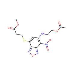 COC(=O)CCSc1cc(NCCOC(C)=O)c([N+](=O)[O-])c2nonc12 ZINC000008683029