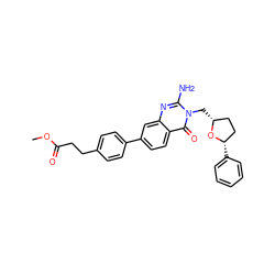 COC(=O)CCc1ccc(-c2ccc3c(=O)n(C[C@@H]4CC[C@H](c5ccccc5)O4)c(N)nc3c2)cc1 ZINC000653705969