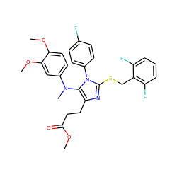 COC(=O)CCc1nc(SCc2c(F)cccc2F)n(-c2ccc(F)cc2)c1N(C)c1ccc(OC)c(OC)c1 ZINC001772653890