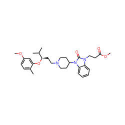 COC(=O)CCn1c(=O)n(C2CCN(CC[C@@H](Oc3cc(OC)ccc3C)C(C)C)CC2)c2ccccc21 ZINC000028874780