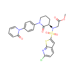 COC(=O)CN([C@@H]1CCCN(c2ccc(-n3ccccc3=O)cc2)C1=O)S(=O)(=O)c1cc2ccc(Cl)nc2s1 ZINC000029125501