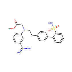 COC(=O)CN(CCc1ccc(-c2ccccc2S(N)(=O)=O)cc1)c1cccc(C(=N)N)c1 ZINC000026836318