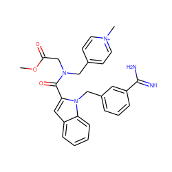 COC(=O)CN(Cc1cc[n+](C)cc1)C(=O)c1cc2ccccc2n1Cc1cccc(C(=N)N)c1 ZINC000013474291