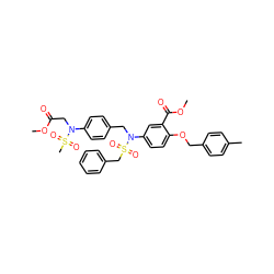 COC(=O)CN(c1ccc(CN(c2ccc(OCc3ccc(C)cc3)c(C(=O)OC)c2)S(=O)(=O)Cc2ccccc2)cc1)S(C)(=O)=O ZINC000653874539