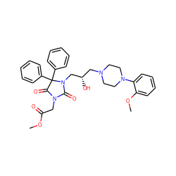 COC(=O)CN1C(=O)N(C[C@@H](O)CN2CCN(c3ccccc3OC)CC2)C(c2ccccc2)(c2ccccc2)C1=O ZINC000042808210