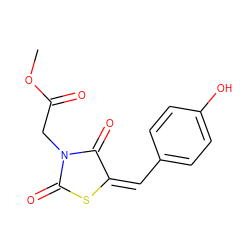 COC(=O)CN1C(=O)S/C(=C/c2ccc(O)cc2)C1=O ZINC000103280364