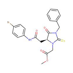 COC(=O)CN1C(=S)N(Cc2ccccc2)C(=O)[C@@H]1CC(=O)Nc1ccc(Br)cc1 ZINC000001185039