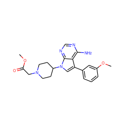 COC(=O)CN1CCC(n2cc(-c3cccc(OC)c3)c3c(N)ncnc32)CC1 ZINC000096942033