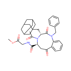 COC(=O)CNC(=O)[C@@H]1CC(=O)c2ccccc2N(Cc2ccccc2)C(=O)[C@@H](CC23CC4CC(CC(C4)C2)C3)N1C(C)=O ZINC000027108774