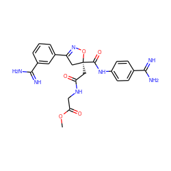 COC(=O)CNC(=O)C[C@]1(C(=O)Nc2ccc(C(=N)N)cc2)CC(c2cccc(C(=N)N)c2)=NO1 ZINC000003959238