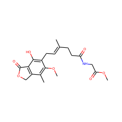 COC(=O)CNC(=O)CC/C(C)=C/Cc1c(O)c2c(c(C)c1OC)COC2=O ZINC000062001757