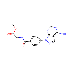 COC(=O)CNC(=O)c1ccc(-n2ncc3c(N)ncnc32)cc1 ZINC000040864352