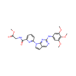 COC(=O)CNC(=O)c1cccc(-n2ccc3cnc(Nc4cc(OC)c(OC)c(OC)c4)nc32)n1 ZINC000036348789