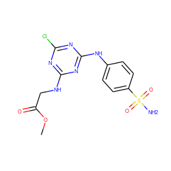 COC(=O)CNc1nc(Cl)nc(Nc2ccc(S(N)(=O)=O)cc2)n1 ZINC000066166103