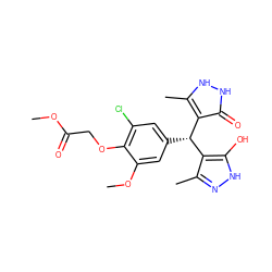 COC(=O)COc1c(Cl)cc([C@@H](c2c(C)n[nH]c2O)c2c(C)[nH][nH]c2=O)cc1OC ZINC000009096114